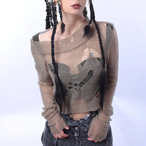 Distressed Pullover in Wasteland Punk Style Aesthetic