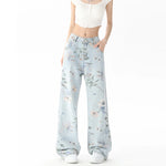 Trousers with floral print soft-girl for alternative styles