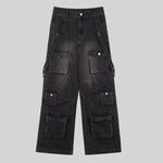 Cargo hose jeans E-Girl OVERSIZE Schwarz ausgewaschen mit Träger