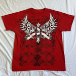 Red T-Shirt with Wings and Stars Design – Emo Style