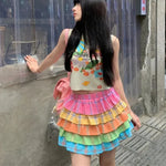 Colorful Y2K Style E-Girl Pleated Skirts – Cute Rainbow Fashion