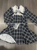 Checkered dress with ruffles and bow Kawaii Lolita style