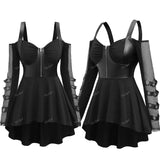 Black gothic dress with zipper and mesh sleeves