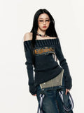 Elder Vintage Off-Shoulder Gothic Pullover with Print