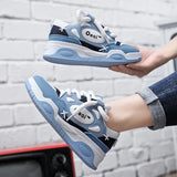 Stylish E-Girl sneakers in blue with thick sole