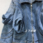 E-Girl Denim Jacket with Puff Sleeves Washed