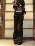 Adjustable Size Harajuku Gyaru Cargo Jeans Dark