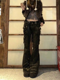 Adjustable Size Harajuku Gyaru Cargo Jeans Dark