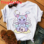 Pastel Goth Unisex Graphic T-Shirt with Creepy Cat Design