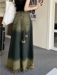 Grunge ladies maxi skirt in used look with high cut