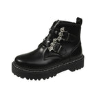 Gothic Women's Boots with Bead Chain Stylish Black Platform Booties in Punk Style for an Alternative Outfit*