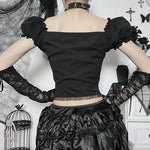 Women's Gothic Bandage Top in Black with Lace and Lacing