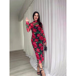 Attractive long-sleeved rose dress in retro E-girl style