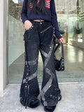 Cyber Y2K Baggy Cargo Jeans for Women Stylish Patchwork