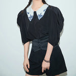 Korean blouse with embroidered collar