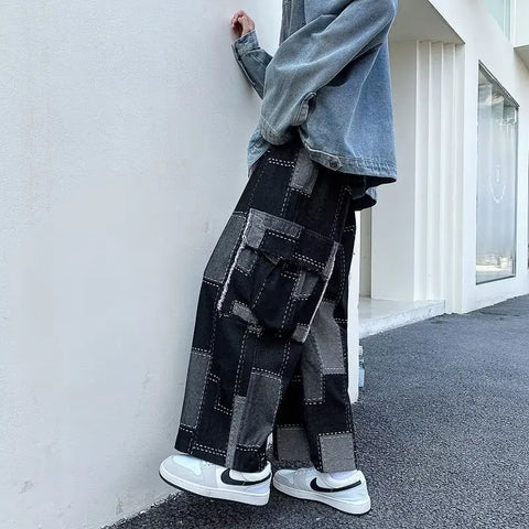 Y2K Patchwork Cargo Pants in Oversize Denim Jean