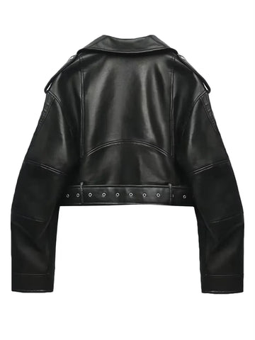 E-Girl Black Vegan Leather Jacket with Belt