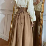 Vintage light academia maxi skirt in brown for women