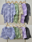 Y2K 2 Piece Set for Women Tie-Dye T-Shirt &amp; Shorts with Pockets