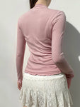 Soft Girl Pink Lace T-Shirt with Square Collar