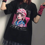 T-Shirt e-girl oversize Design Schulmädchen