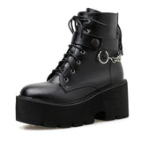 Stiefel e girl mit Blockabsatz schwarz mit Kette