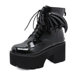 Stiefeletten schwarz e girl High Heels Kunstleder Brillant Schwarz