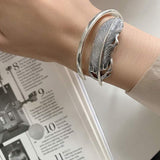 e-girl Armband Feder Stil Silber