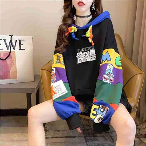 Hoodies e-girl mehrfarbig weiß Oversize