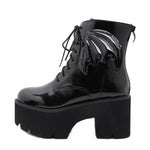 Stiefeletten schwarz e girl High Heels Kunstleder Brillant Schwarz