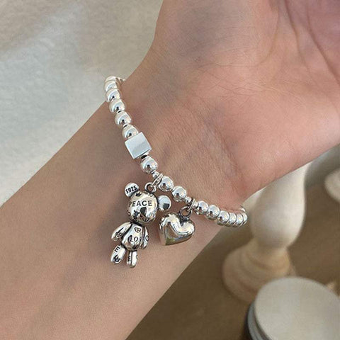 Armband e-girl Teddybär Herz verchromt