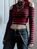 Crop Top e-girl gestreift rot und schwarz