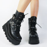 Gothic Stiefel mit Plattform aus schwarzem