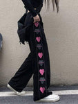 e-girl Oversize-Hose schwarz mit rosa Herzen