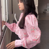 Bluse e-girl floral koreanischer Stil