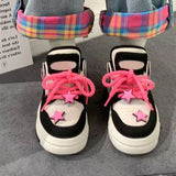 Soft Girl Sneakers Rosa Patchwork-Sterne für einen süßen und bequemen Look