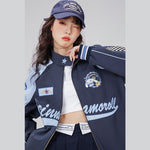 e-girl Baseball Bikerjacke blau und schwarz