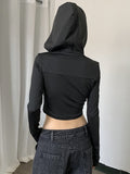 Crop Top mit Kapuze Techwear Cyber Gothic für Frauen