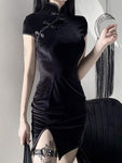 Grunge-Kleid schwarz Cheongsam-Schnitt