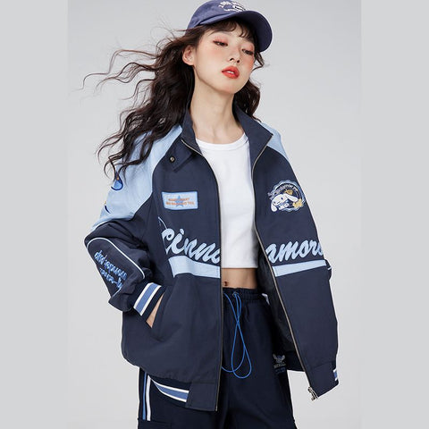 e-girl Baseball Bikerjacke blau und schwarz