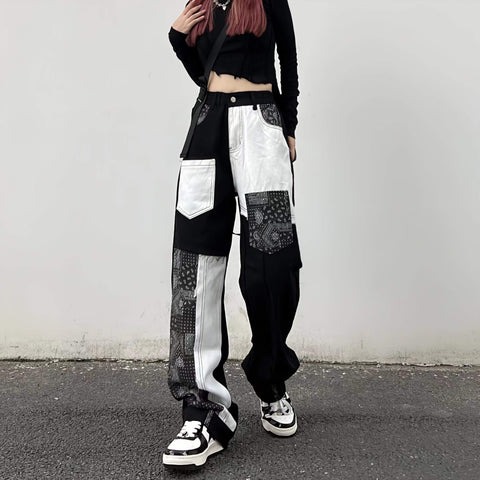 e-girl Oversize-Baggy-Hose mit Bandana-Print