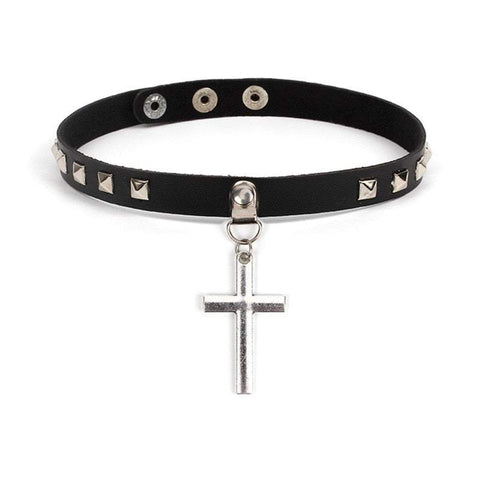 Choker e-girl Leder Kreuz