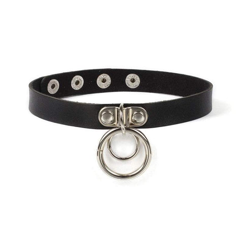 Choker e-girl in Smili Leder Anhänger rund