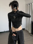 Crop Top mit Kapuze Techwear Cyber Gothic für Frauen