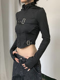 Crop Top mit Kapuze Techwear Cyber Gothic für Frauen